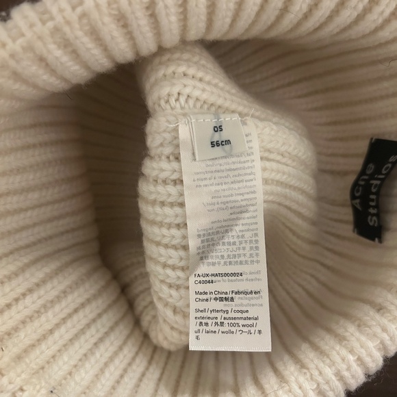 Acne Cream Knit Beanie 100% wool